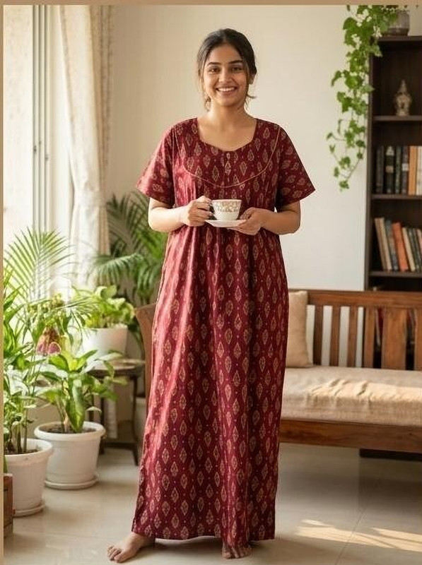 BODYWEARCREATIONS Women Nighty(Maroon)