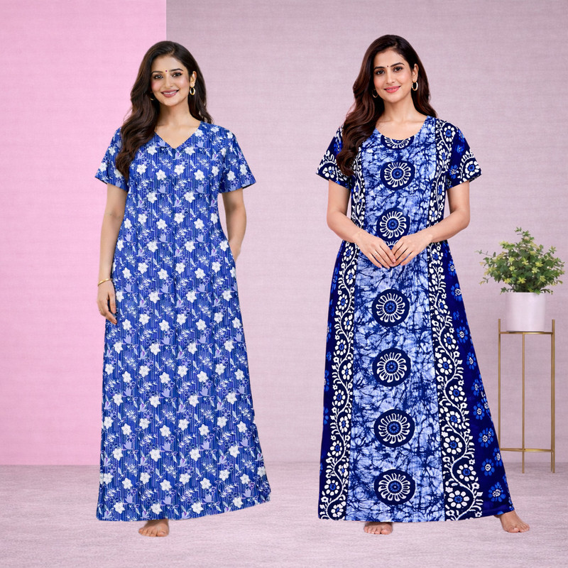 HumaKart Women Nighty(Multicolor)