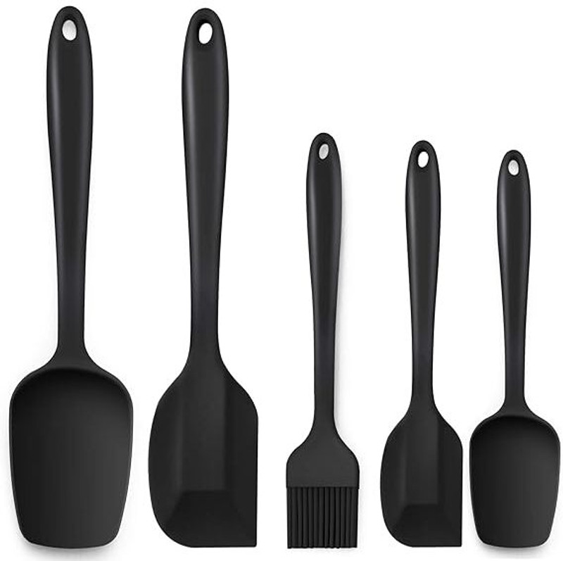 DALESSA 5 Piece Kitchen Tool Silicone Spoonula Spatula and Basting Brush Spaghetti and Pasta Maker
