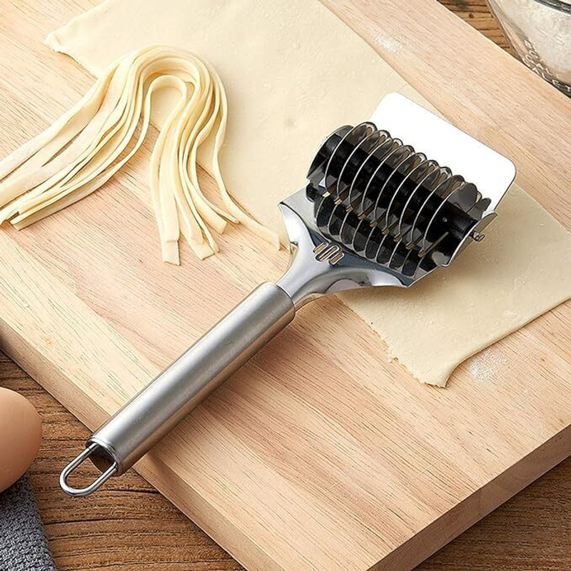 Naama 2pc Stainless Steel Noodle Cutter with Ergonomic Handle, Multipurpose Spaghetti and Pasta Maker