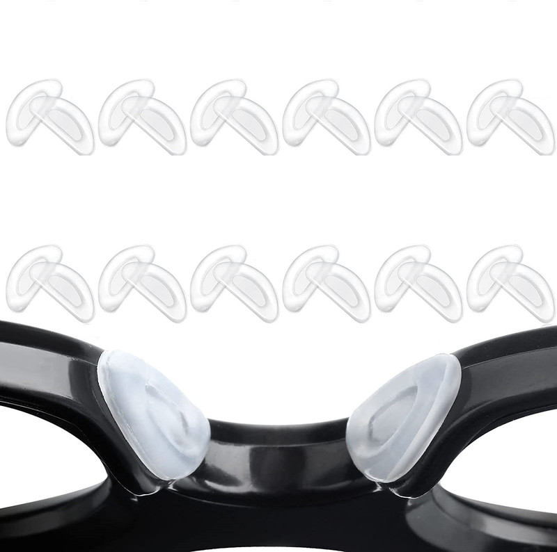 STHIRA 12 Pairs Adhesive Eyeglasses Nose Pads, D Shape Stick-on Anti-Slip White Silicon Stick On Nose Pad