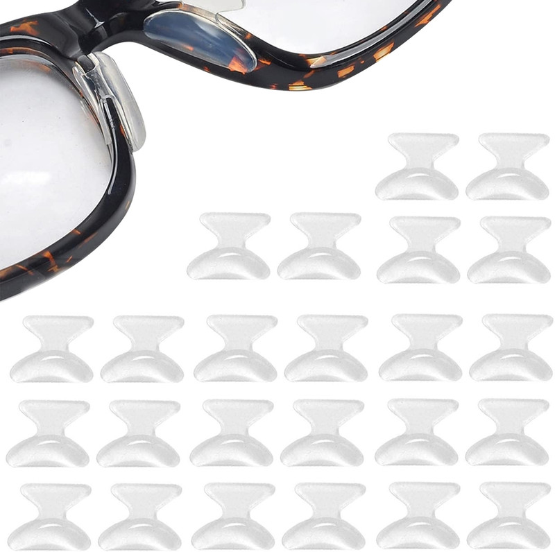 Zorbes 12 Pairs Silicone Eyeglass Nose Pads Anti Slip Air Chamber Cushions White Slide In Nose Pad