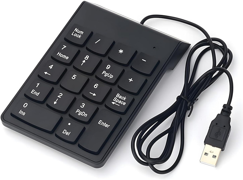 MRdians USB 2.0 Wired Numeric Keypad for Laptop Tablet Desktop Wired Number Pad Wired USB Handheld Desktop Keyboard Compatible with Desktop, iPad, Laptop, Mac, Tablet(Black)