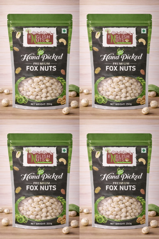 ENGLISH NUTS 1 Kg Makhana, Fox Nuts| Fit for Fasting|Grocery|Nuts |Staples Fox Nut(4 x 250 g)