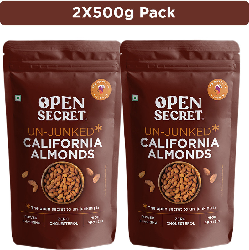 OPEN SECRET Premium California Badam - High Protein Dry Fruit, Fasting Vrat Special Almonds(2 x 0.5 kg)