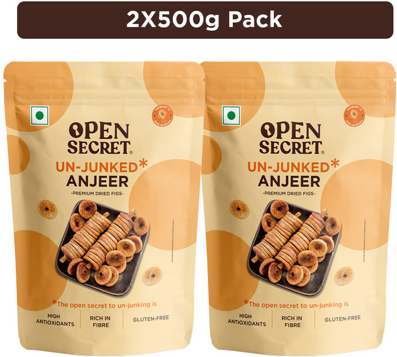 OPEN SECRET Premium Unjunked Anjeer- High Protein Figs(2 x 500 g)