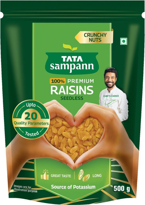 Tata Sampann Premium Quality Kishmish, 100% Pure Raisins(1 x 500 g)