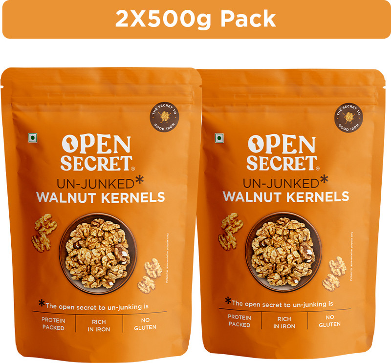 OPEN SECRET Akhrot Kernel Pack of 2 | High Protein Walnuts(2 x 500 g)