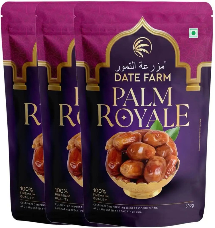 Date Farm Palm Royale Premium Dates | 100% Natural Khajur | Naturally Sweet Dry Dates(3 x 500 g)