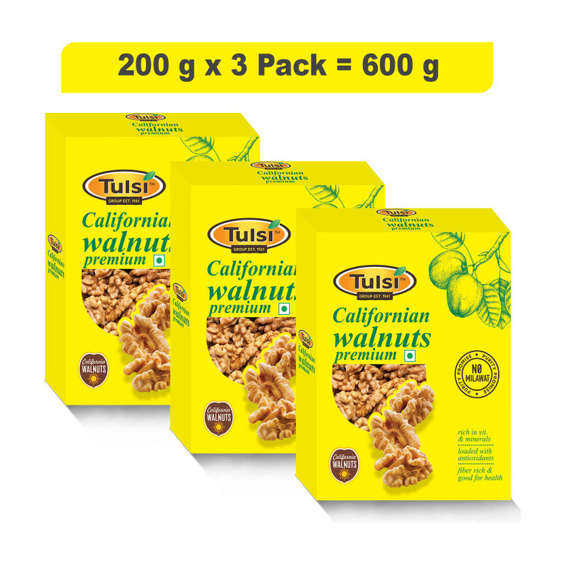 Tulsi California Kernrels Premium Walnuts(3 x 200 g)