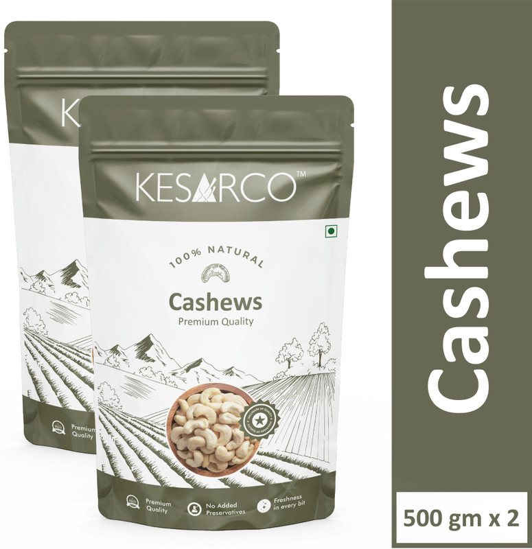 KESARCO 100% Natural Premium Whole Cashews , Kaju nuts, Gluten Free - 1 kg Cashews(1 x 1 kg)