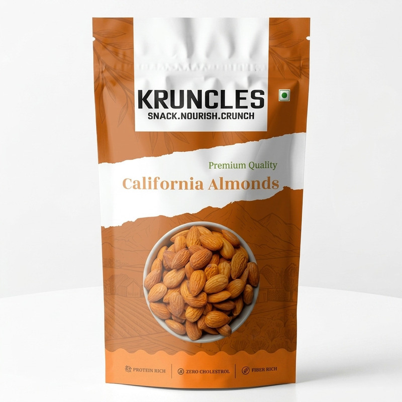 Kruncles Premium California Almonds |Protein, Calcium, Magnesium, Vitamin-E Rich |Badam / Almonds(1 x 1 kg)