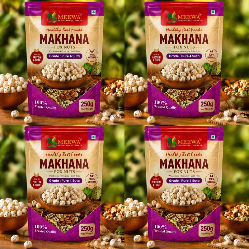 MEEWA 1 Kg Plain Makhana Makhana(4 x 250 g)
