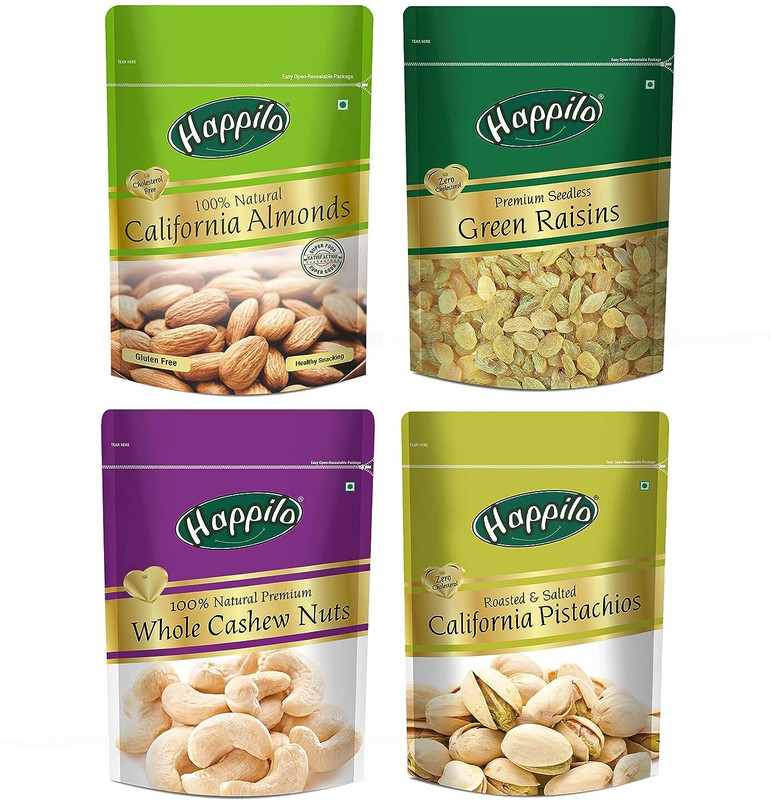 Happilo Premium Dry Fruits Combo California Almonds, Raisins, Cashews, Pistachios(1 x 850 g)