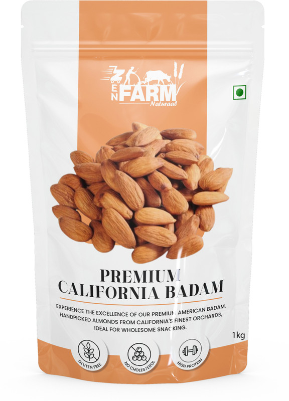 ZEN FARM Natural Healthy & Tasty Badam Premium California Almonds(1 x 1 kg)