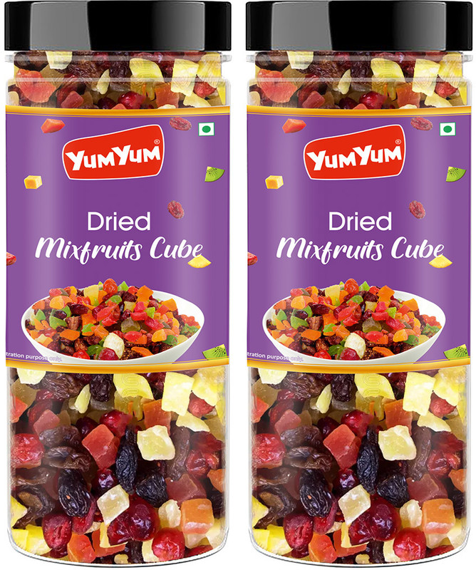YUM YUM Mixed Dried Fruits - Cranberries,Strawberries ,Kiwi, Pomelo, Mango, Pine Apple- Healthy Snack for kids and adults -300g (Pack of 2 -150g Jar Each) Assorted Fruit(2 x 150 g)
