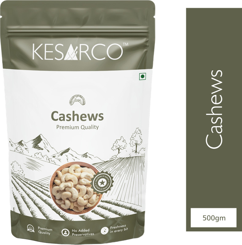 KESARCO 100% Natural Premium Whole Cashews , Kaju nuts, Gluten Free - 500 g Cashews(1 x 500 g)