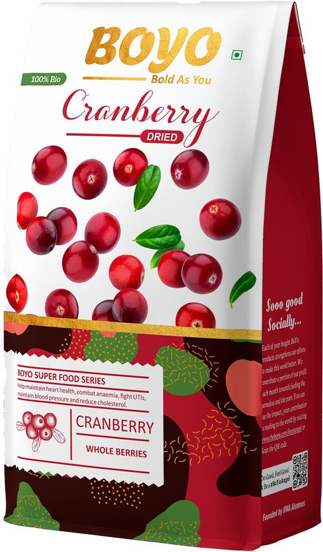 BOYO Dried whole Craneberry 200 gms 100% Vegan Free & Gluten Free - Vitamin Rich Craneberries, Dried Craneberries, Healthy Snack for Kids and Adults Cranberries(200 g)