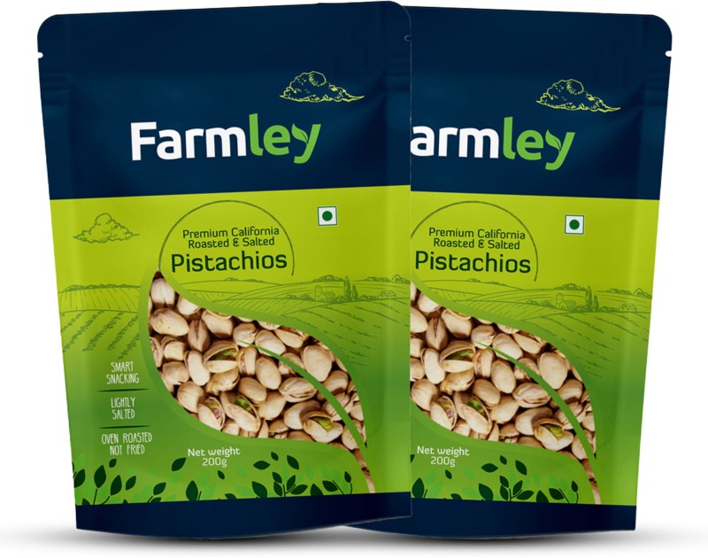 Farmley Premium California Roasted & Salted Pistachios 400g, Pack of 2- Each 200g Pistachios  (2 x 200 g)