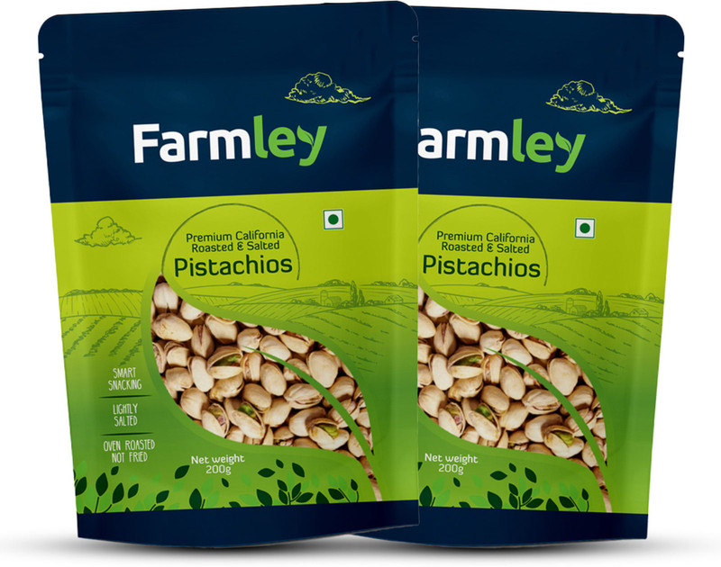 Farmley Premium California Roasted & Salted Pistachios 400g, Pack of 2- Each 200g Pistachios (2 x 200 g)