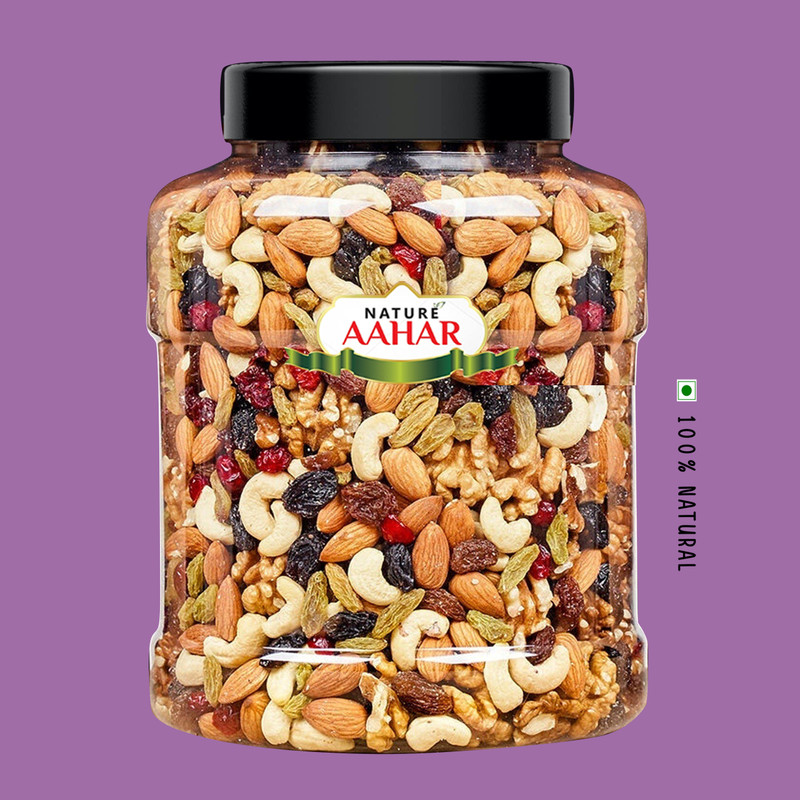 Nature Aahar Mix Dry Fruit | Panchmeva | 500GM | JAR | Almonds, Cashews, Raisins, Dry Dates, Apricots, Figs, Assorted Fruits & Nuts(1 x 500 g)