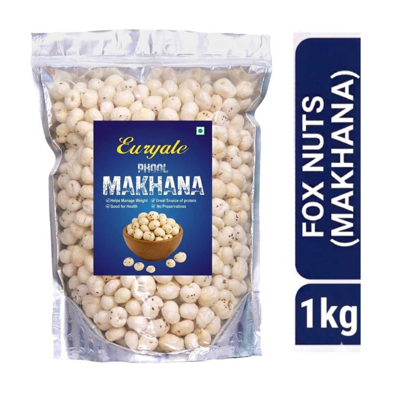 euryale Natural High Protein Makhana Lotus Seeds(1 KG) Fox Nut(1 x 1 kg)