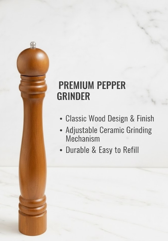 Hbib inc Light brown wooden pepper Grinder for kitchen Nutmeg Grinder