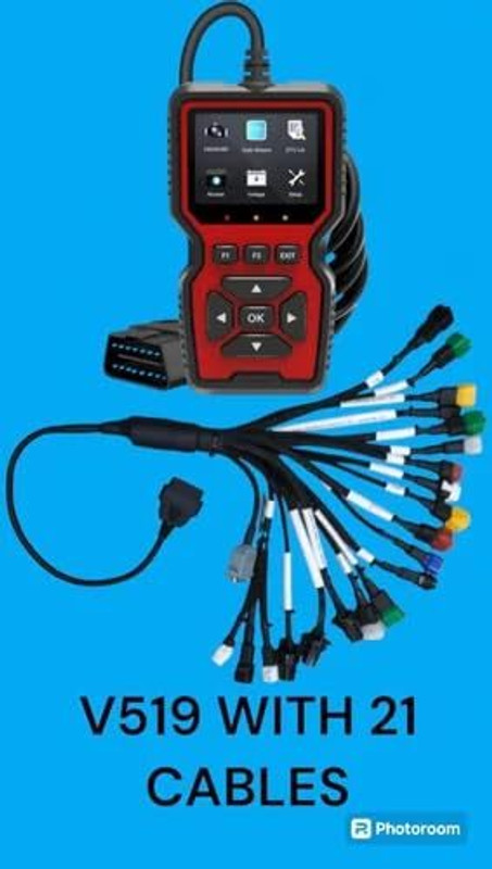Xsentuals 21 Cord OBD2 Diagnostic Cable for V519 | Universal Heavy Duty Car Tool OBD Interface