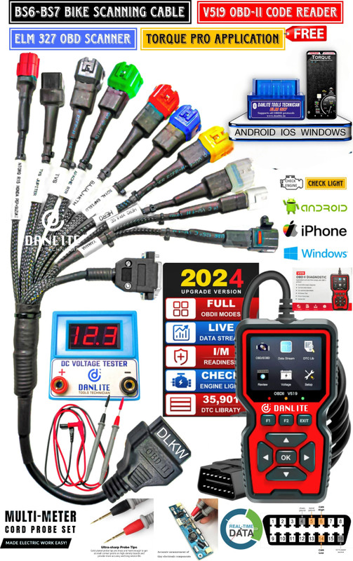 REZONE 11 Cord Universal Obd cable and OBDII Scaner with Continuity Tester OBD Interface