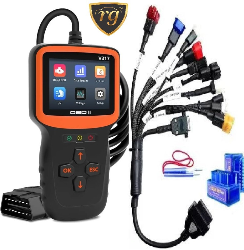 rgrinkumotors V317 Scanner full combo set bs6 bike cable elm 327 OBD Reader and wiring tester OBD Reader