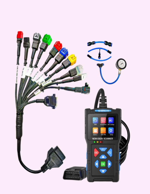 Danlite Bike Diagnostic Cable with T300 OBD-II Scanner BS6 BS7 Fuel Pressure OBD Reader