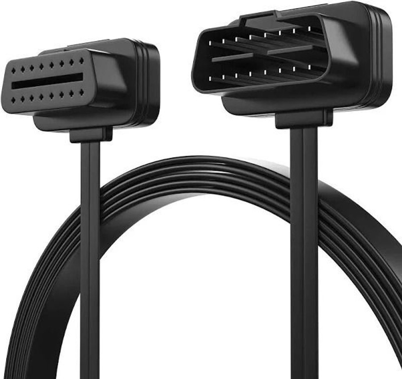 MeridianSemi OBDII Male to Female Flat Extension Cable - 1m Length, 16 Pin Connector OBD Reader