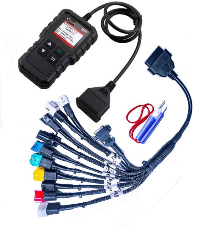 RG LAUNCH BS6 Universal All Bike 11 Molded Cable with OBD Scanner, Continuity Cable OBD Interface