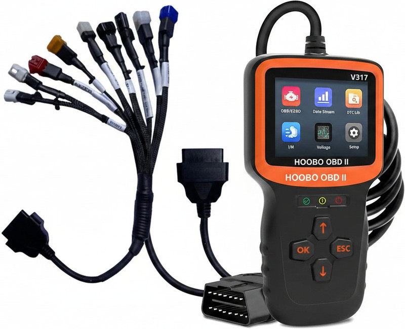 HOOBO V317 OBD-II Scanner, BS6 BIKE CABLE, Continuity Tester OBD Interface