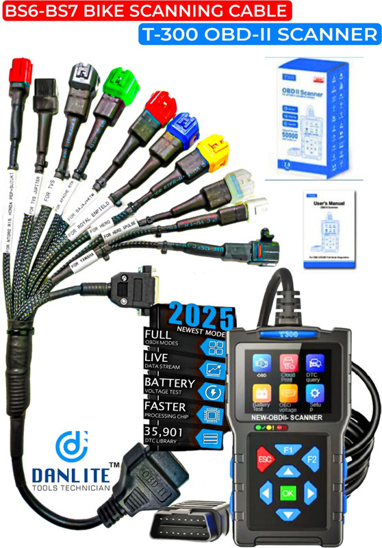 Danlite BS6-BS7 11 CORD CABLE WITH T-300 OBD -II SCANNER OBD Reader