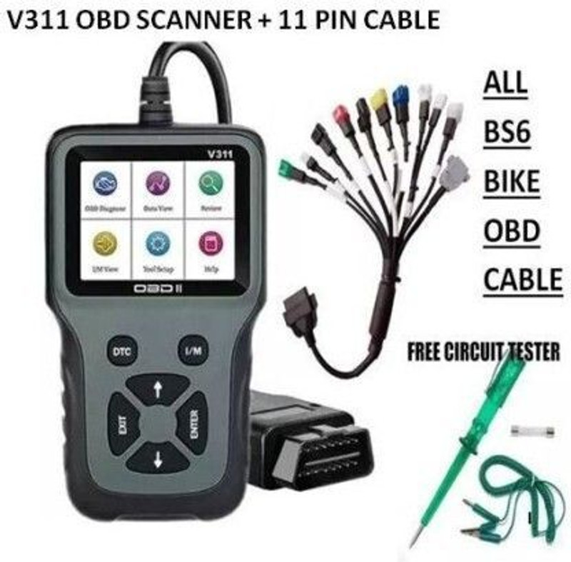 Elegadget All BS6 Bikes - V311 OBD Scanner with Complete OBD II Cable Set OBD Reader