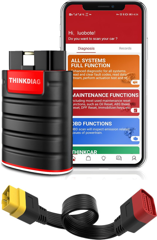 XPR3SS THINKDIAG OBD2 Diagnostic Scanner+Extension Cord 15+ Reset Function Free 1 Year OBD Reader