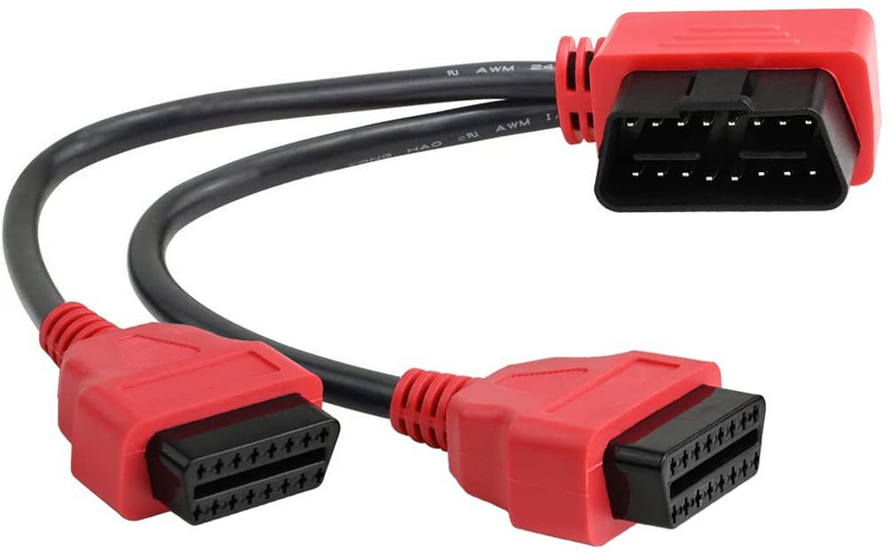 Obdking OBD2 Splitter Cable 30cm 16 Pin Y Adapter Male to Dual Female OBD Interface