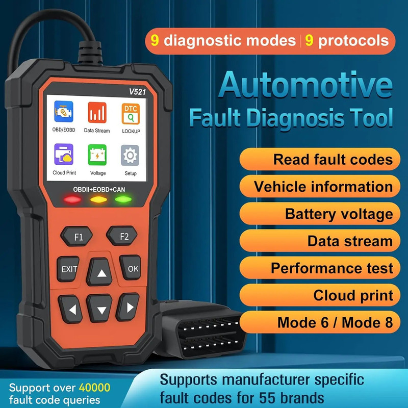 RG V521 Car OBD2 Scanner Code Reader Engine Fault Code Reader Scanner OBD Reader