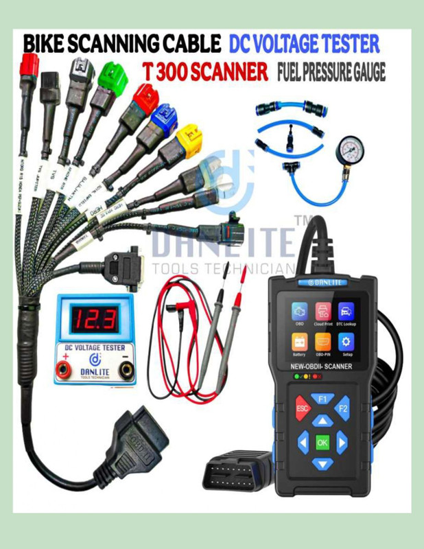 Danlite T300 OBD-II Bike Scanner with Voltage Tester Kit OBD Reader