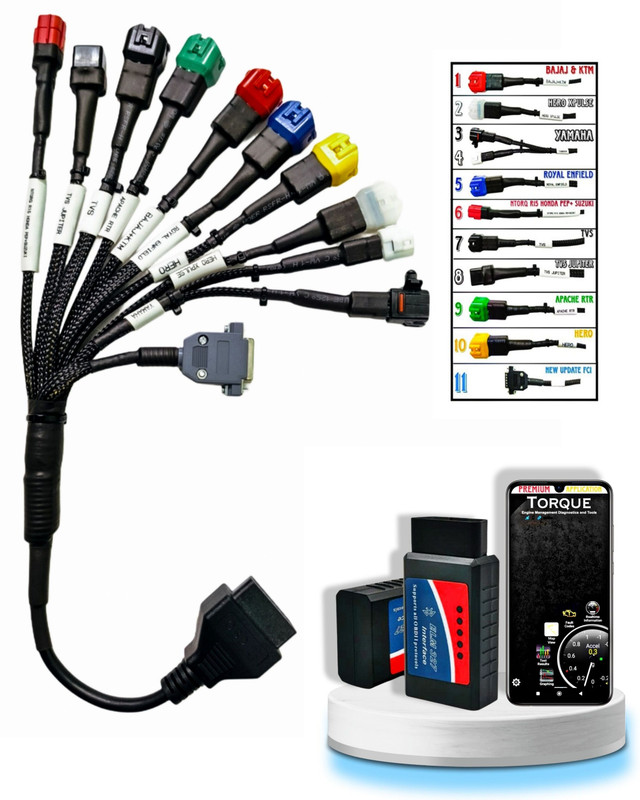 DLKW Danlite 11 Coplor Black OBD-II Scanner For bs6 bike Scanning Cable OBD Reader