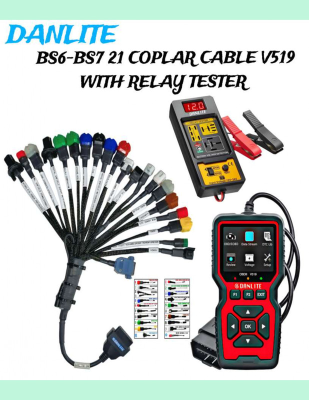 Danlite V519 OBD Tool 21 Cable with Relay Tester for Bikes OBD Reader