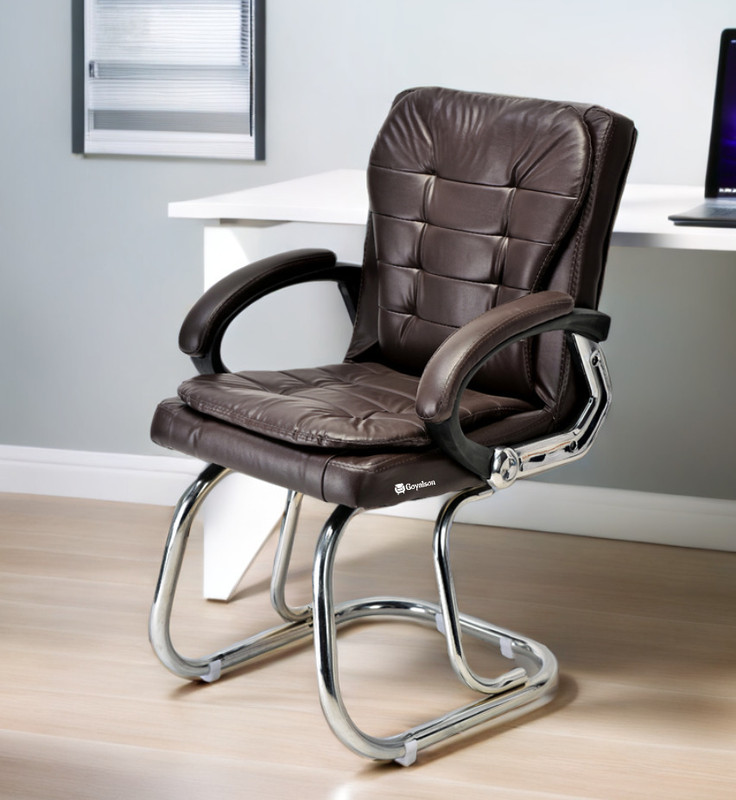 RATISON Office visitor Home computer study reception school library without wheels Chair Leatherette Office Arm Chair(Maroon, Pre-assembled)