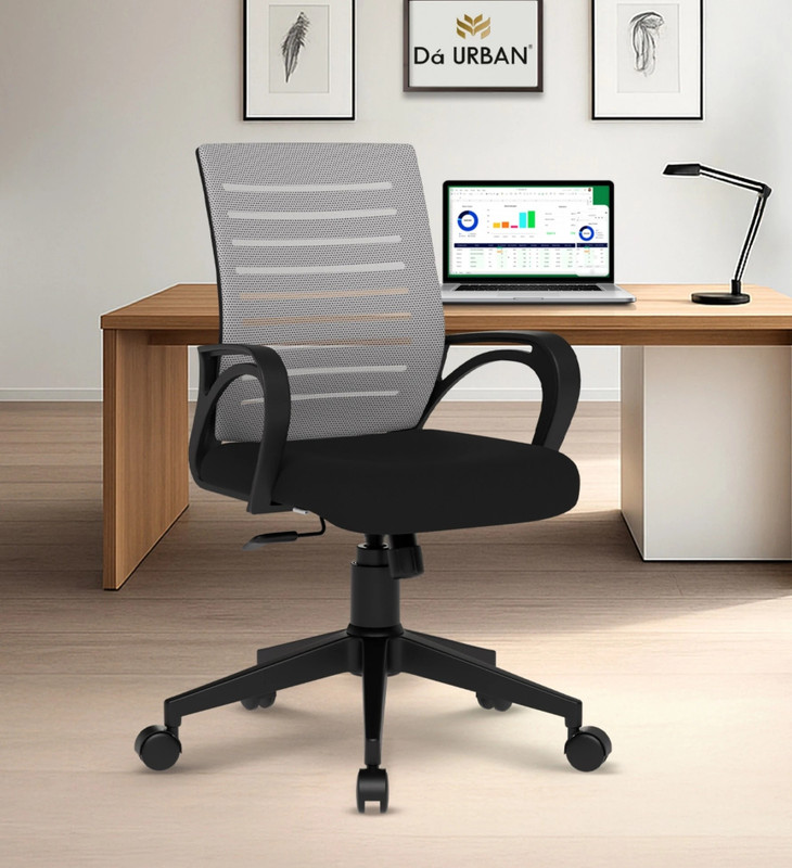 Da URBAN Da URBAN Tulip Mesh Mid Back Revolving | Ergonomic Chair Grey Mesh Office Executive Chair(Grey, Optional Installation Available)