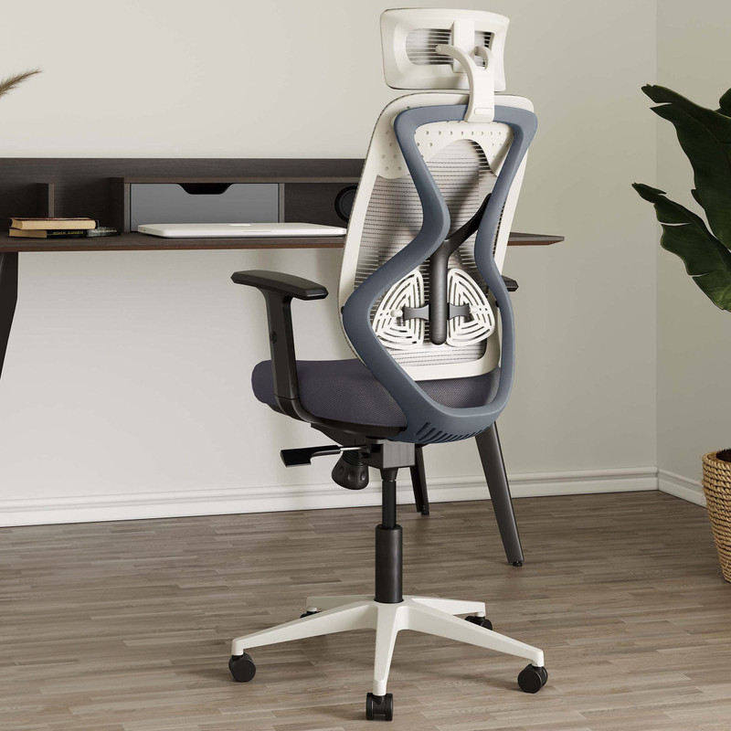 CARLTON LONDON Atlas Mesh Office Adjustable Arm Chair(Grey, White, Optional Installation Available) - 79% off at DetectaDeal