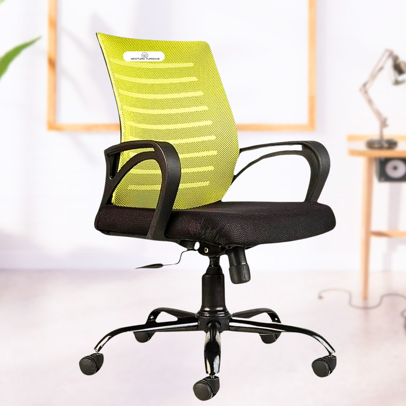 Officeplus Mid Back Sturdy Metal Base Revolving Chair Mesh Office Executive Chair Mesh Office Conference Chair(Green, Optional Installation Available)