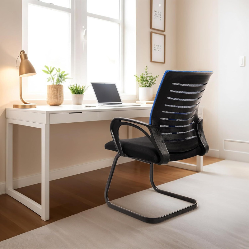 Mid Back Revolving Office Chair – Blue Fabric DIY Stackable Chair