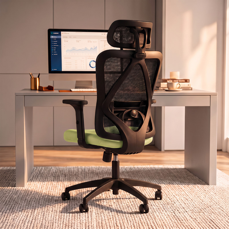 Drogo Mesh Office Arm Chair(Black/Green, DIY(Do-It-Yourself))