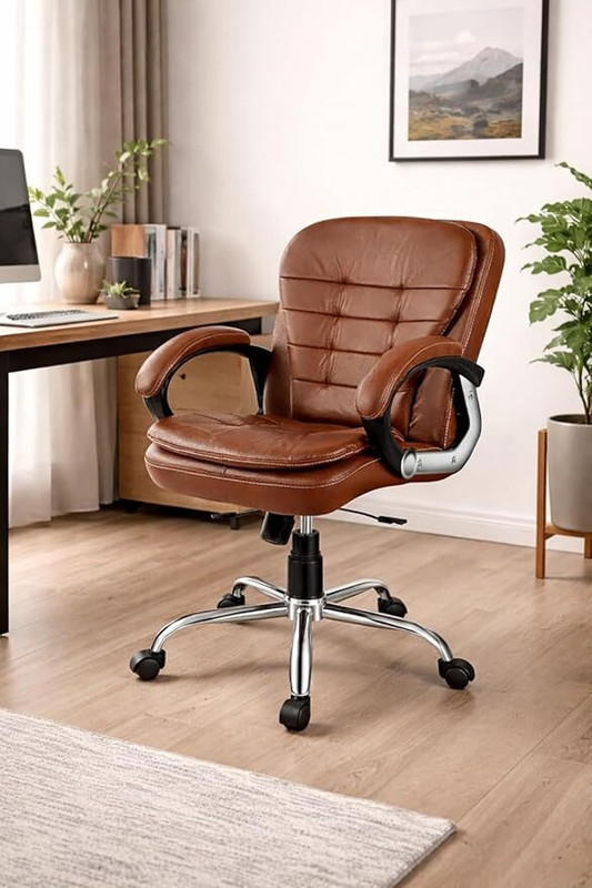 Oakcraft Leatherette Office Executive Chair(Brown, Optional Installation Available)