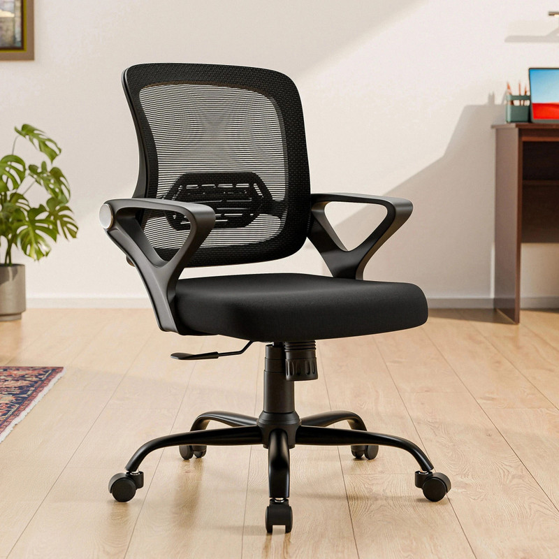 GREEN SOUL Pebble Mid Back Ergonomic|Home, Office, WFH|Moulded Foam|Extra Comfort Mesh Office Adjustable Arm Chair(Black, DIY(Do-It-Yourself))